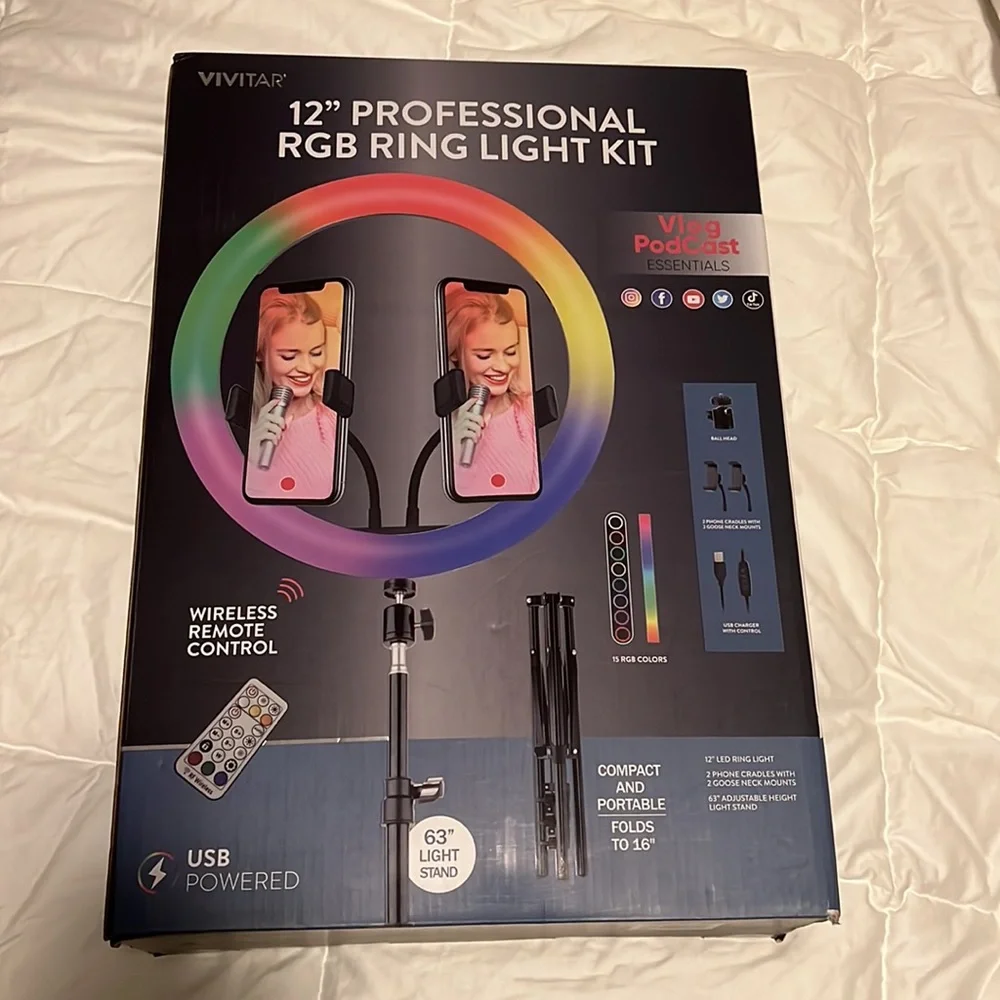 VIVITAR 12” Professional Rgb Ring Light Kit